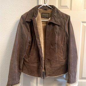 Leather Brandon Thomas jacket w/ faux fur lining